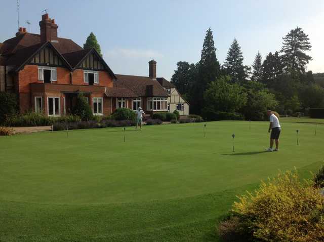 The clubhouse overlooking the putting green at Gatton Manor Golf Club