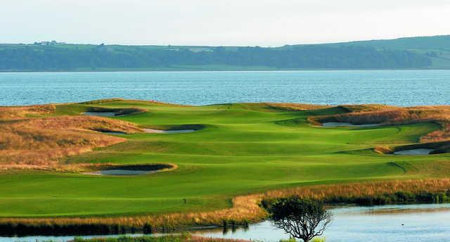 A view of hole #16 at Machynys Peninsula Golf & Country Club.