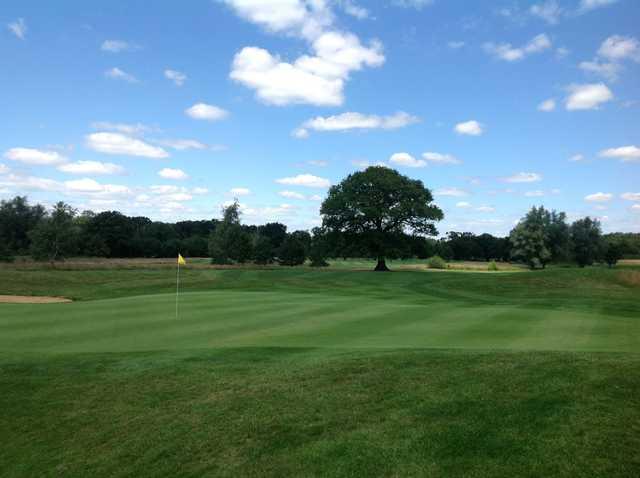 The 18th green at Merrist Wood Golf Club