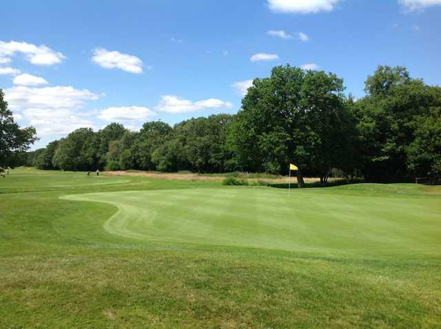 A view of the beautiful 9th green at Merrist Wood Golf Club