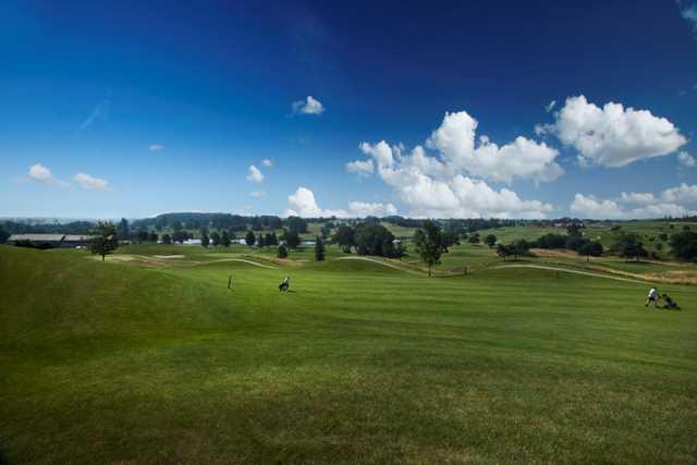 Picturesque view of the hilly 3rd fairway on the Kings Course at The Warwickshire Golf Club