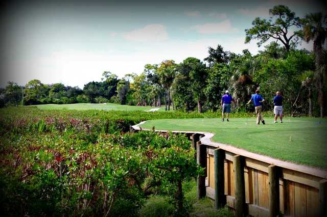 A view of a tee at Hurricane Course from Pelican's Nest Golf Club