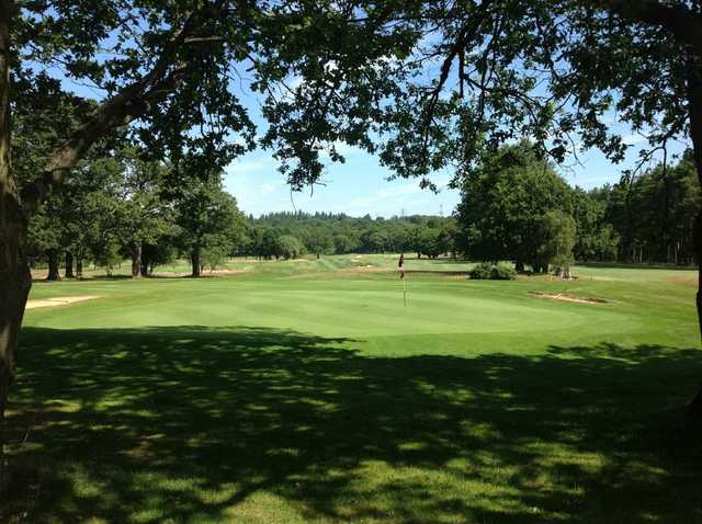 View of the challenging 18th hole at Leatherhead Golf Club