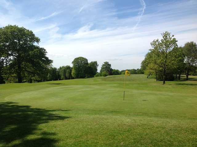 A greenside view of the 4th hole at Shaw Hill Golf Club