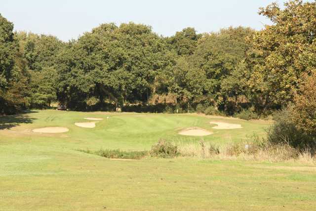 Bunkers protect the green of the signature 13th at Lee-on-the-Solent Golf Club