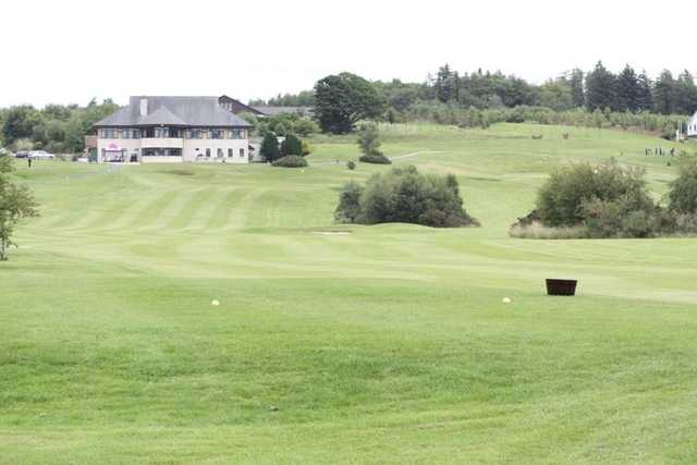 A view of the clubhouse from the tee at Brunston