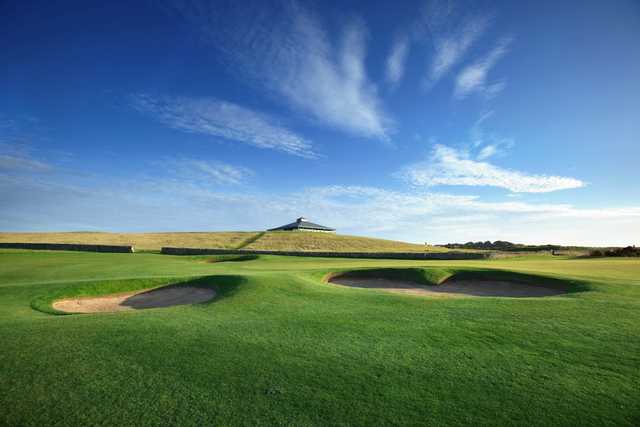 The bunker-guarded 16th hole on the Kittocks Course