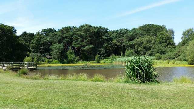 A water hazard at Queens Park Golf Course