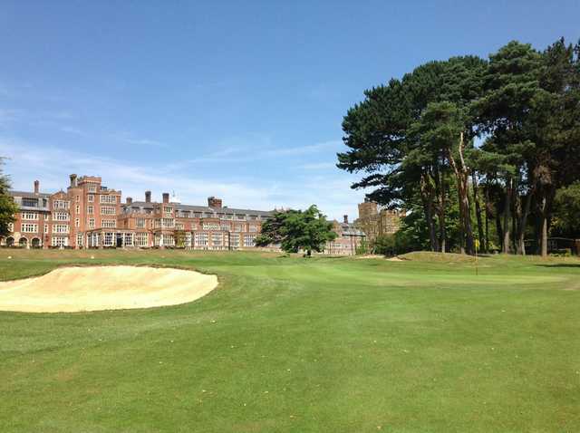 View of the 18th green and stunning hotel at Selsdon Park Golf Club