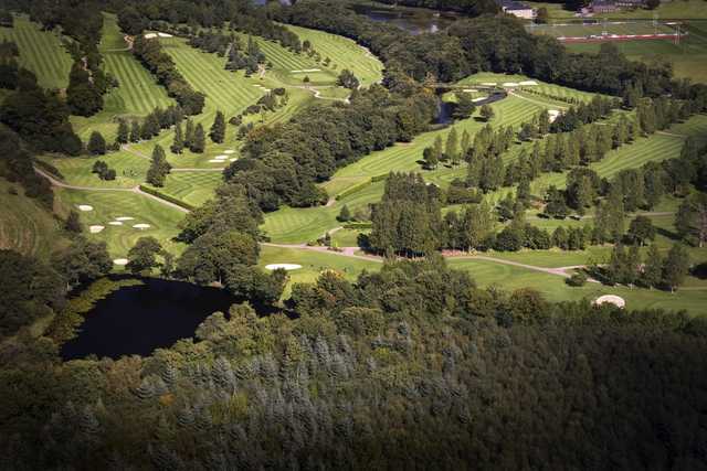 An aerial view of the Lakes Course at the Vale Resort