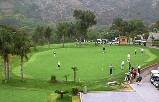 A view of the practice area at Green River Golf Club