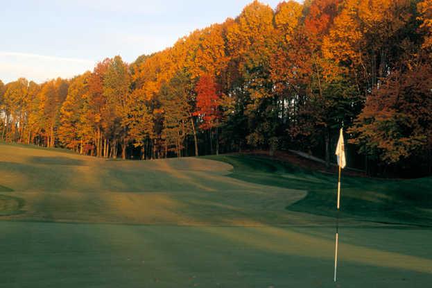 A fall view of hole #1 at Virginian Golf Club