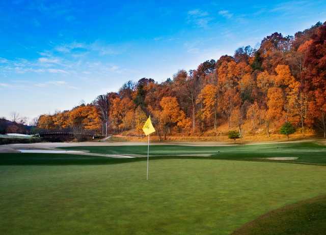 A splendid fall view of a hole at Achasta Golf Club.