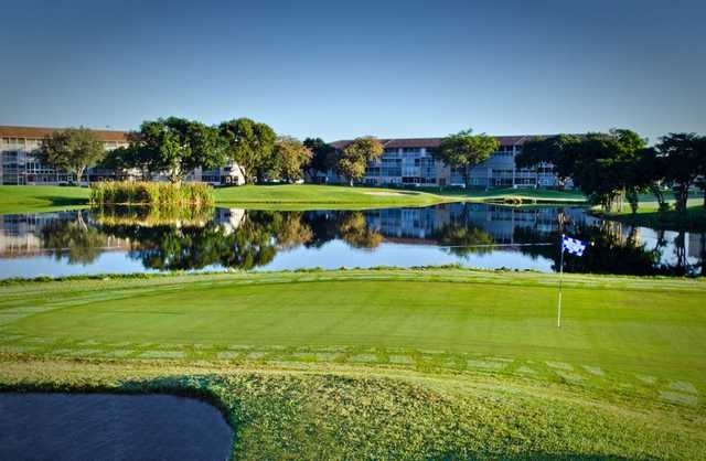Water come into play on several holes at Flamingo Lakes Country Club