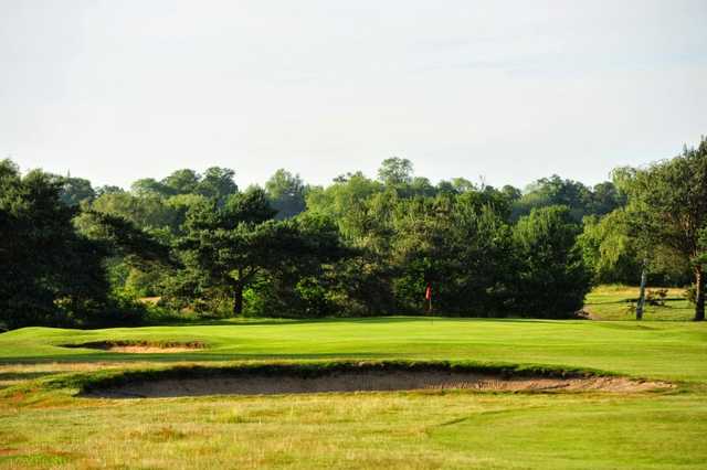 View of a green and bunkers at Bungay & Waveney Golf Club