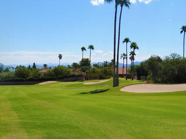 View of the finishing hole at Desert Canyon Golf Club
