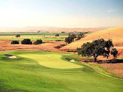 A view of the 14th green at San Juan Oaks Golf Club