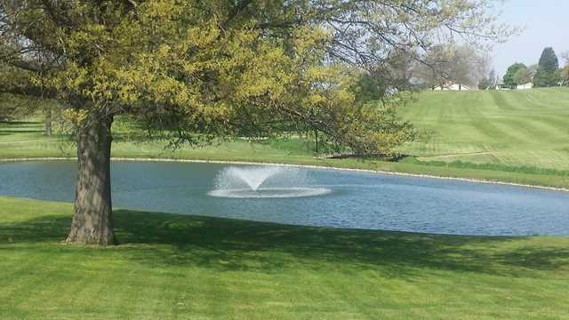 A view over a pond at Oakwood Golf Course