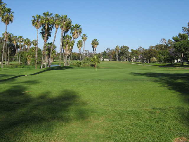 A view from behind the 12th green at Rancho San Joaquin Golf Course