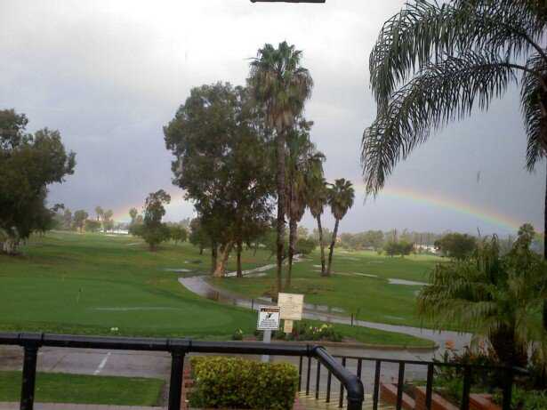 A rainy day view from Rancho San Joaquin Golf Course