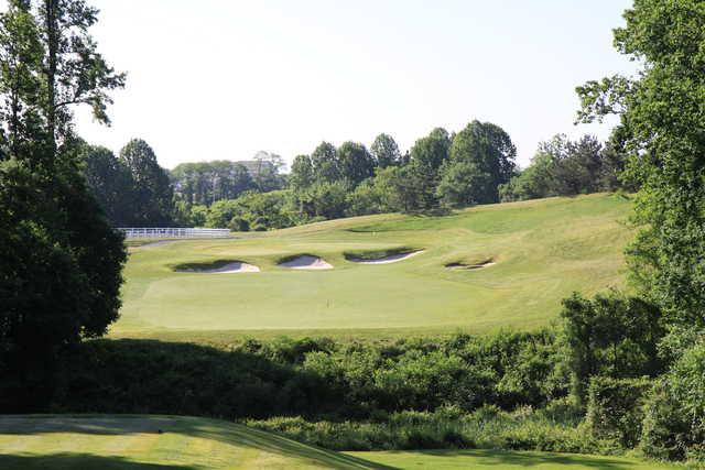 Heavily bunkered green at Inniscrone Golf Club