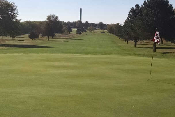 A view of a green at Indian Hill Golf Course