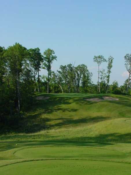 A view of green #12 with bunkers in background at Coyote Preserve Golf Club