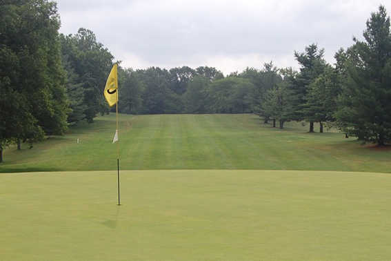 A view of a hole at Woodlawn Golf Club