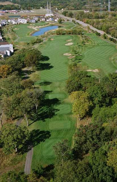 Aerial view of green #11 through #14 at Foxford Hills Golf Club 