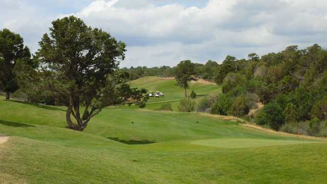 A view of green and fairway #13 at The Hideout Golf Club.