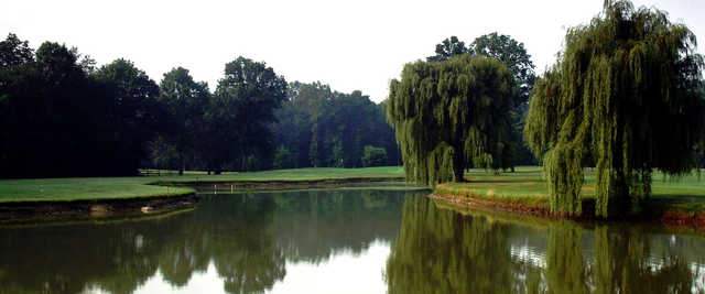 A view over the water of hole #8 at New Paltz Golf Course