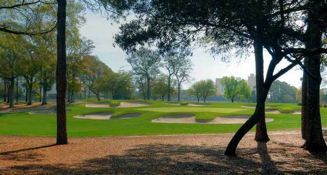 A view of a well protected green at Dunes Golf & Beach Club