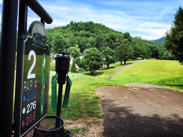 A view from tee #2 sign at The Golf Club from Mill Creek