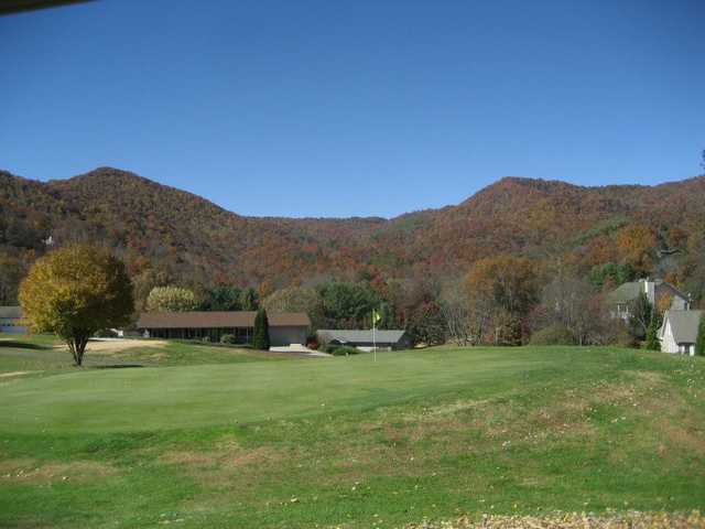 A fall day view of a hole from The Golf Club at Mill Creek
