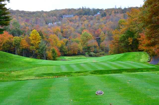 A splendid fall day view from a tee at Wildcat Cliffs Country Club
