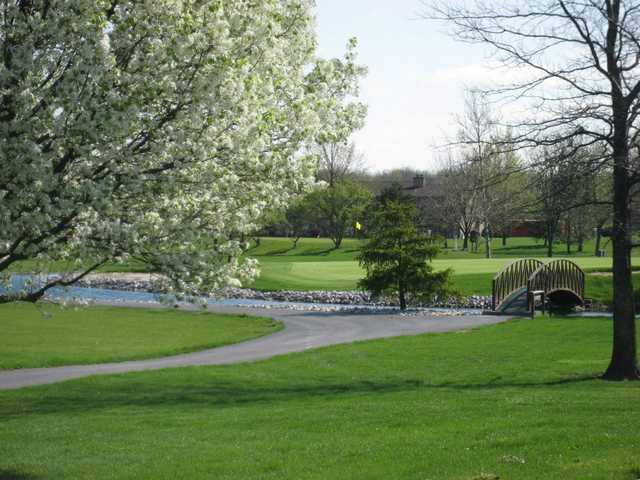 A view of the 18th green at Moose Landing Country Club