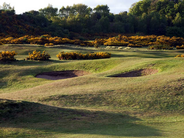 A view of the bunkers at Leven Links Golf Course