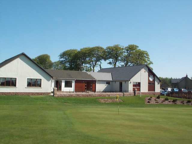A view of the clubhouse and the 18th hole at Duns Golf Club