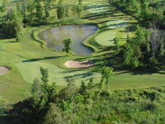 Aerial view of hole #6 at Cardinal 18 Golf Club.