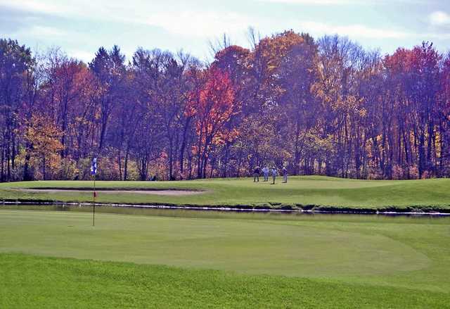 A view from the side of green #8 to the 7th hole at Blue from Stanley Golf Course
