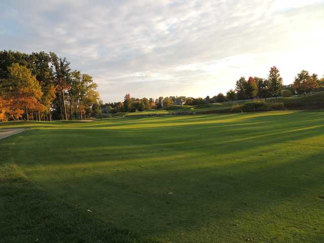 A fall day view of a green at Heritage Golf Club