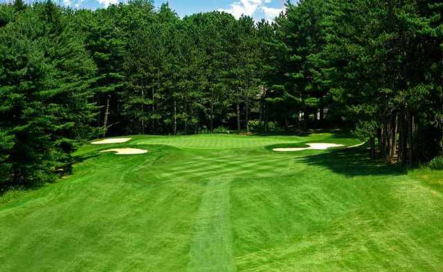 A view of a well protected green at Toftrees Resort