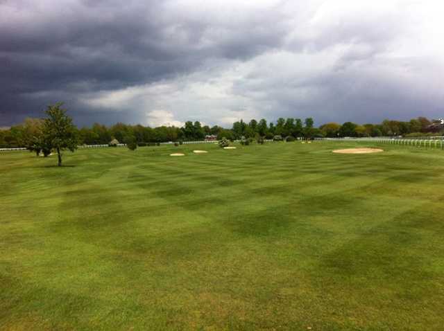 A cloudy day view from Sandown Park Golf Centre