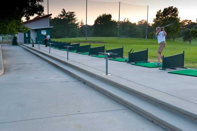 A view of the practice area at Diamond Oaks Golf Course.