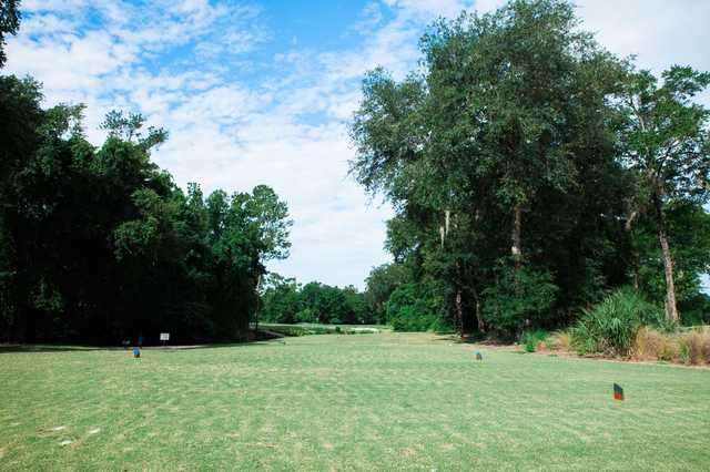 A view o a tee at the Golf Club At Fleming Island.