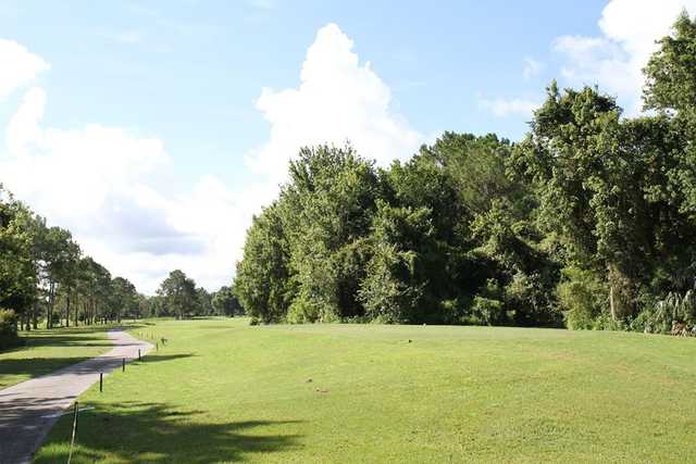 View of a tee box at Pebble Creek Golf Club