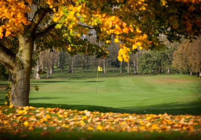 A fall day view of a hole from Barnham Broom Golf Club.