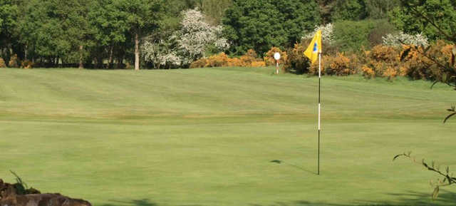 A fresh spring day view of a hole at Frilford Heath Golf Club