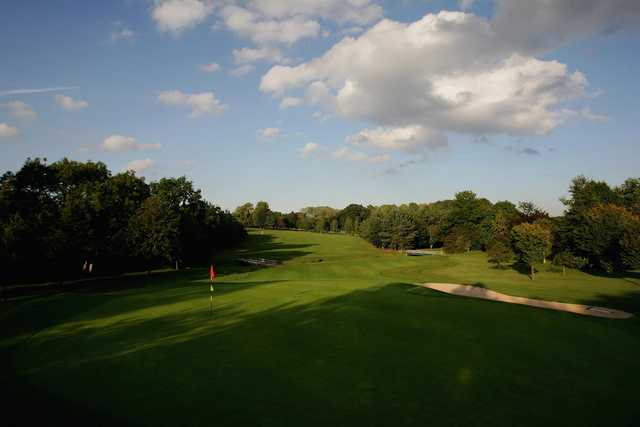 A sunny day view of a hole at Leicestershire Golf Club