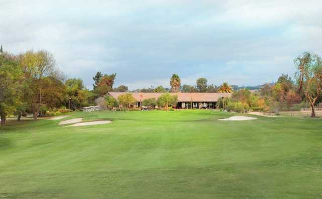 A view of the finishing hole and the clubhouse at San Juan Hills Golf Club